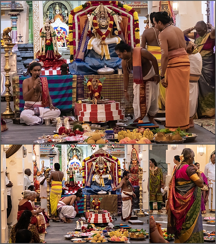 Food at the wedding ceremony at Sri Mariamman Temple, Singapore